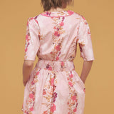 Strut & Bolt - Romantic Floral Print Contrast Piping Mini Dress