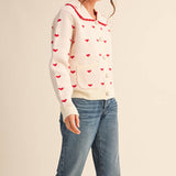 &MERCI - DOLL COLLAR HEART KNIT SWEATER CARDIGAN MSW11160