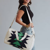 Panache Apparel Co. - Cream, Navy & Green Aztec Duffel