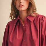 &MERCI - PUFF SLEEVE BUTTON DOWN TOP MTP5145