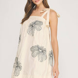 Strut & Bolt - Embroidered Tie Shoulder Sleeveless Mini Dress