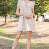 Strut & Bolt - Crochet Detail Linen Mini Dress