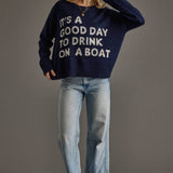 Panache Apparel Co. - Navy Drink On A Boat Lightweight Sweater