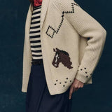 Rosa Clothing - Ocean Sailboat Jacquard Shawl Cardigan