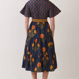 TCEC - CD07350-Floral Print Tiered Midi Dress with Waist Tie