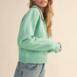 &MERCI - CONTRAST SCALLOPED COLLAR SWEATER CARDIGAN MSW11141