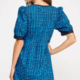 Strut & Bolt - Scallop Print Puff Sleeve Mini Dress