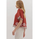 STYLE USA - Solid short flutter sleeve top