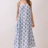 TCEC - CD06741-Printed Flowy Silhouette Side Pockets Maxi Dress