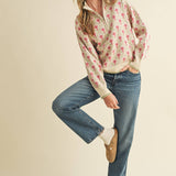 &MERCI - FLORAL MOCK NECK HALF ZIP PULLOVER MSW10829