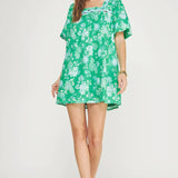 Strut & Bolt - Botanical Garden Ric-Rac Puff Sleeve Mini Dress