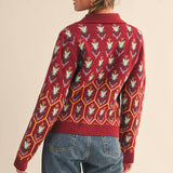 &MERCI - FLORAL KNIT COLLARED SWEATER CARDIGAN MSW11113