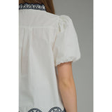 STYLE USA - Solid short puff sleeve top