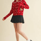&MERCI - DOLL COLLAR HEART KNIT SWEATER CARDIGAN MSW11160