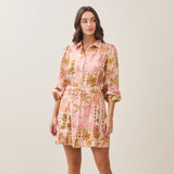 Able - AD2699 Tropical belted mini shirt dress