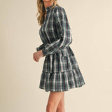 &MERCI - PLAID MINI DRESS WITH TIERED RUFFLE TRIM MDR3538