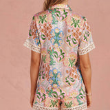 Strut & Bolt - Garden Party Crochet Trim Satin Shorts