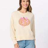 Shiraleah - ASSORTED SET OF 8 GINGHAM PUMPKIN RELAXED SWEATSHIRTS, CREAM