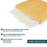 Herringbone Knit Fringe Throw Blanket