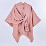 Rosa Clothing - Asymmetric Plian Thermal Shawl Ruana