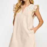 Strut & Bolt - Crochet Detail Linen Mini Dress
