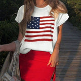Rosa Clothing - Cap Sleeve American Flag Knit Top