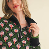&MERCI - FLORAL MOCK NECK HALF ZIP PULLOVER MSW10829