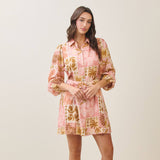 Able - AD2699 Tropical belted mini shirt dress