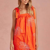 Strut & Bolt - Embroidered Tie Shoulder Sleeveless Mini Dress