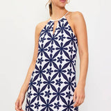 SKIES ARE BLUE - Embroidered Halter Mini Dress