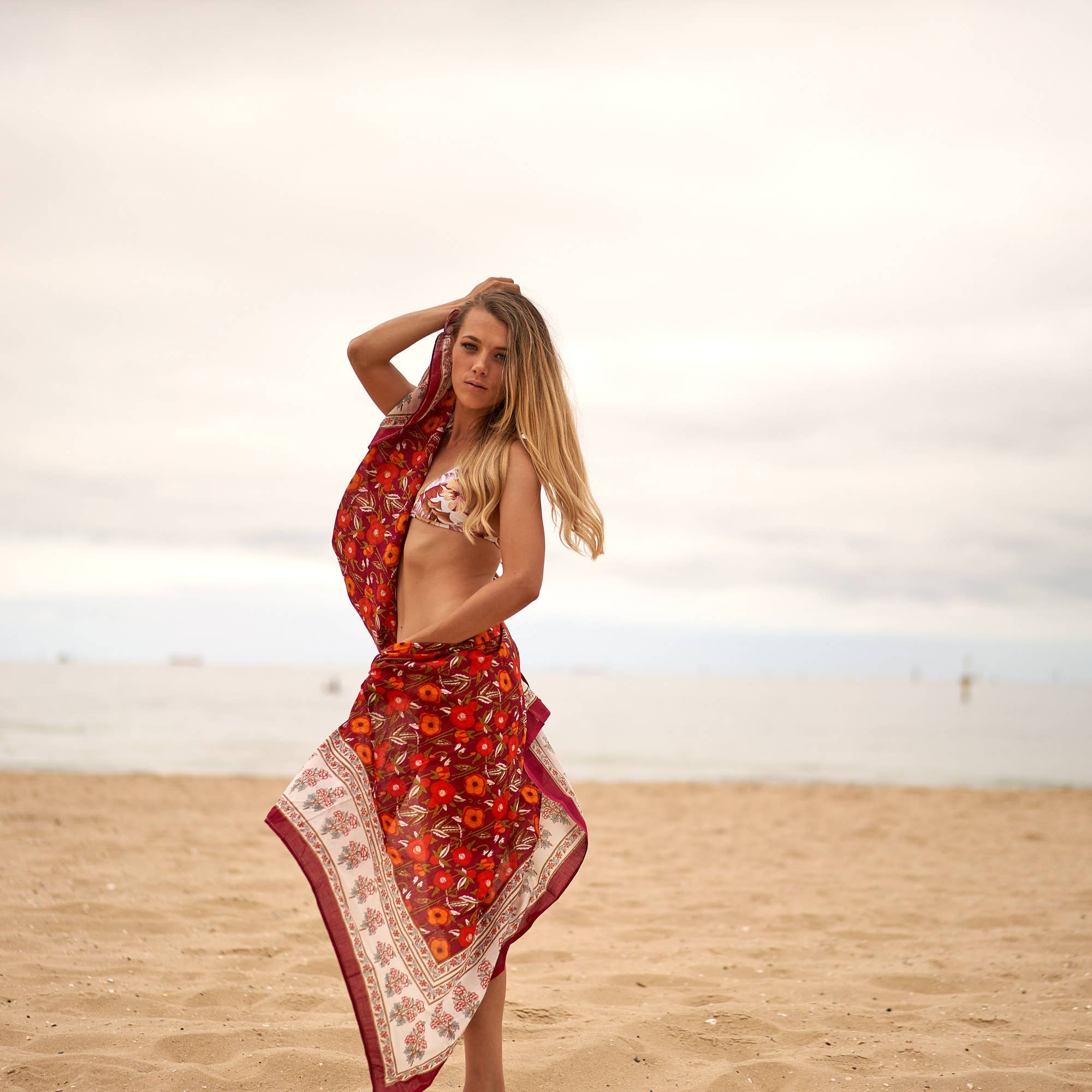 Boho-Eclectica - Block Print Cotton Sarong - Maroon