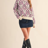 &MERCI - FLORAL PATTERN KNIT SWEATER MSW11095