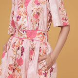 Strut & Bolt - Romantic Floral Print Contrast Piping Mini Dress