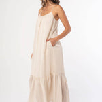 Lovestitch - Striped Scoop Neck Ruffle Hem Maxi Dress