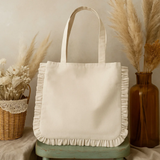 Fabrica Kraft - Canvas Ruffle Tote | Canvas Tote Bag | Unbranded Canvas Tote