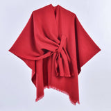 Rosa Clothing - Asymmetric Plian Thermal Shawl Ruana