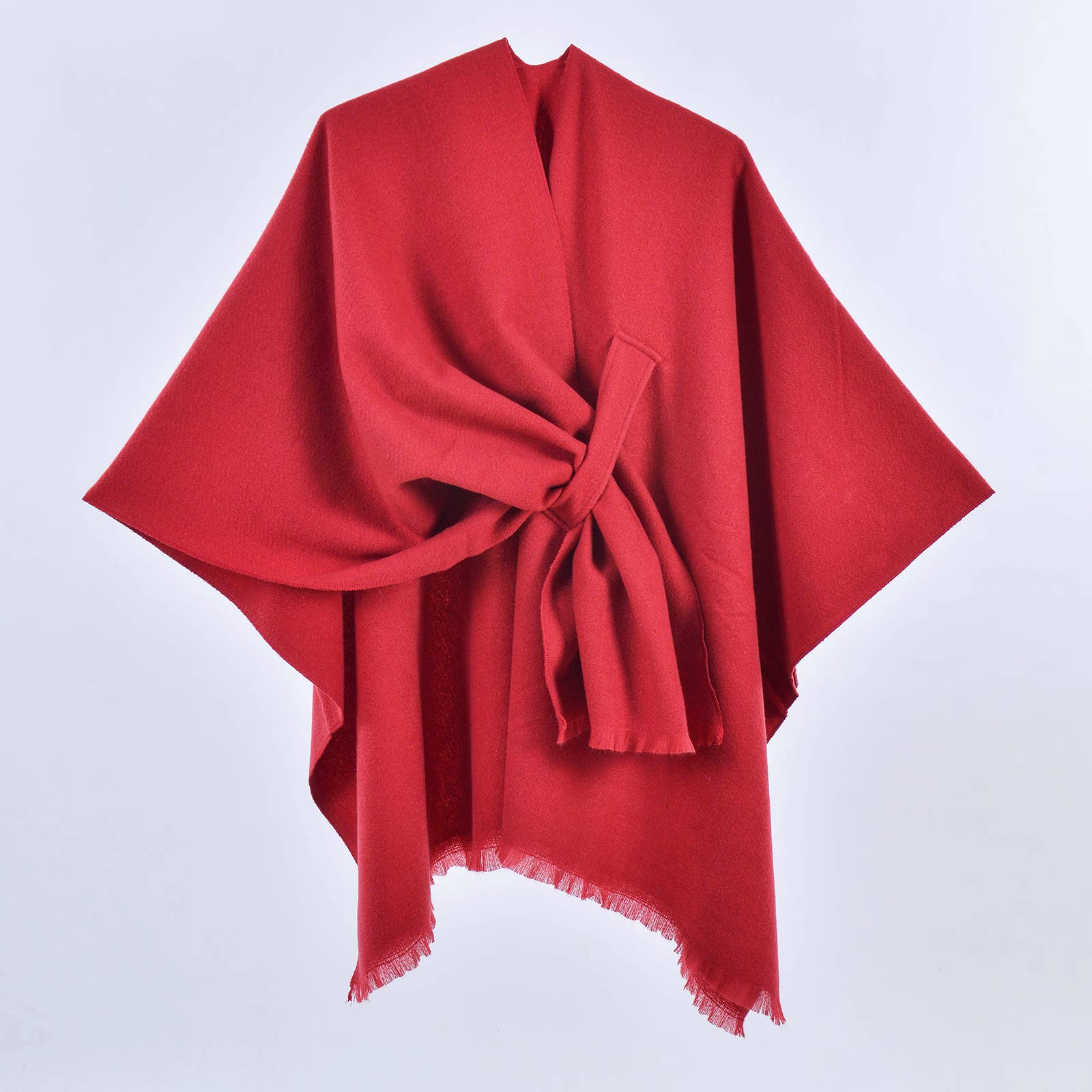 Rosa Clothing - Asymmetric Plian Thermal Shawl Ruana