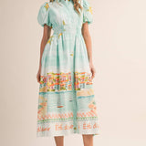 &MERCI - EXCLUSIVE LANDSCAPE PRINT BUTTON DOWN MIDI DRESS MDR4784
