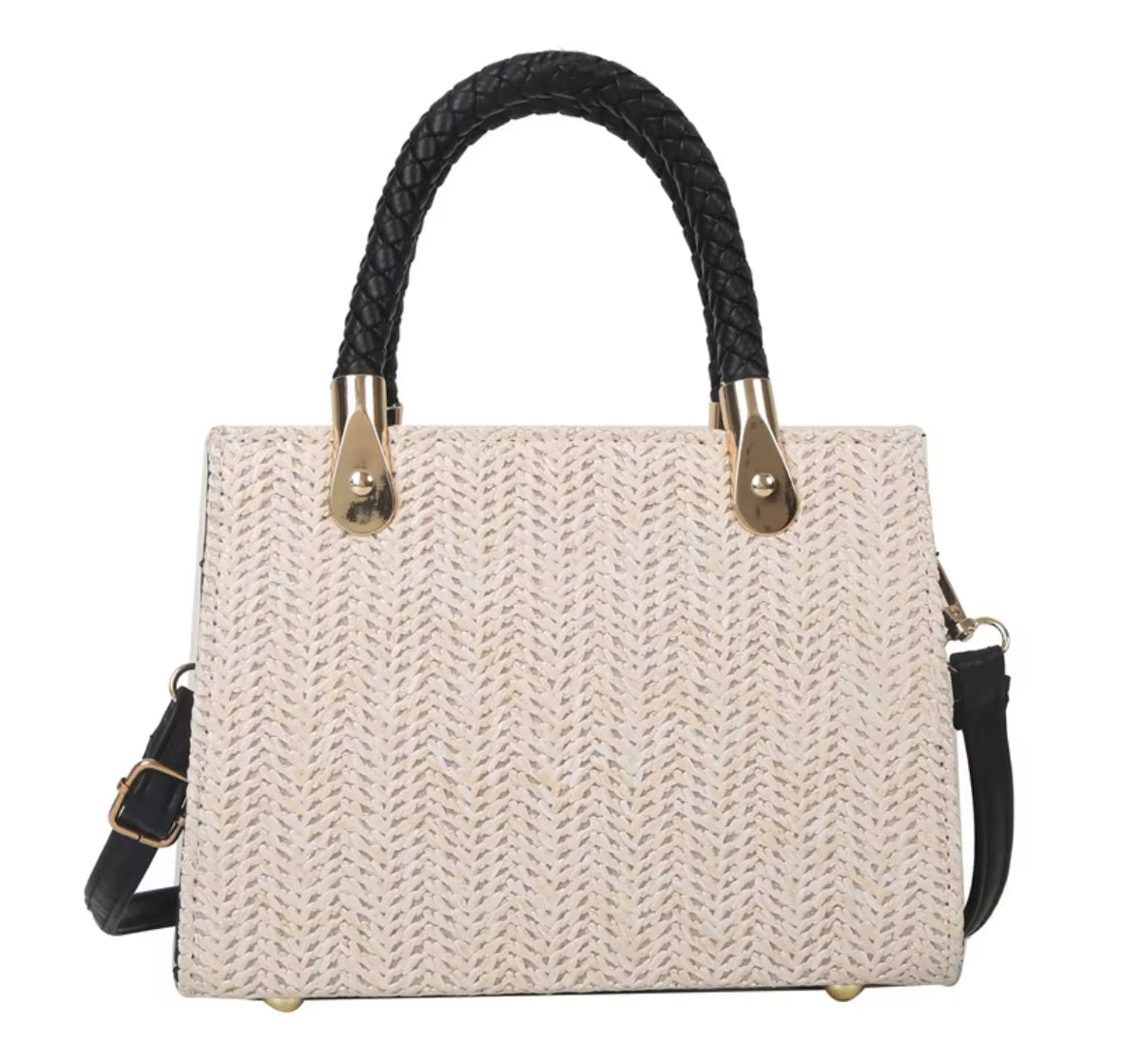 Raffia Braided Handle Crossbody Bag