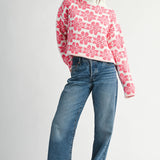 AEMI + CO - 3482IK Floral Fair Isle Mock Neck Sweater