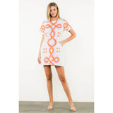 THML - Embroidered Short Sleeve Mini Dress