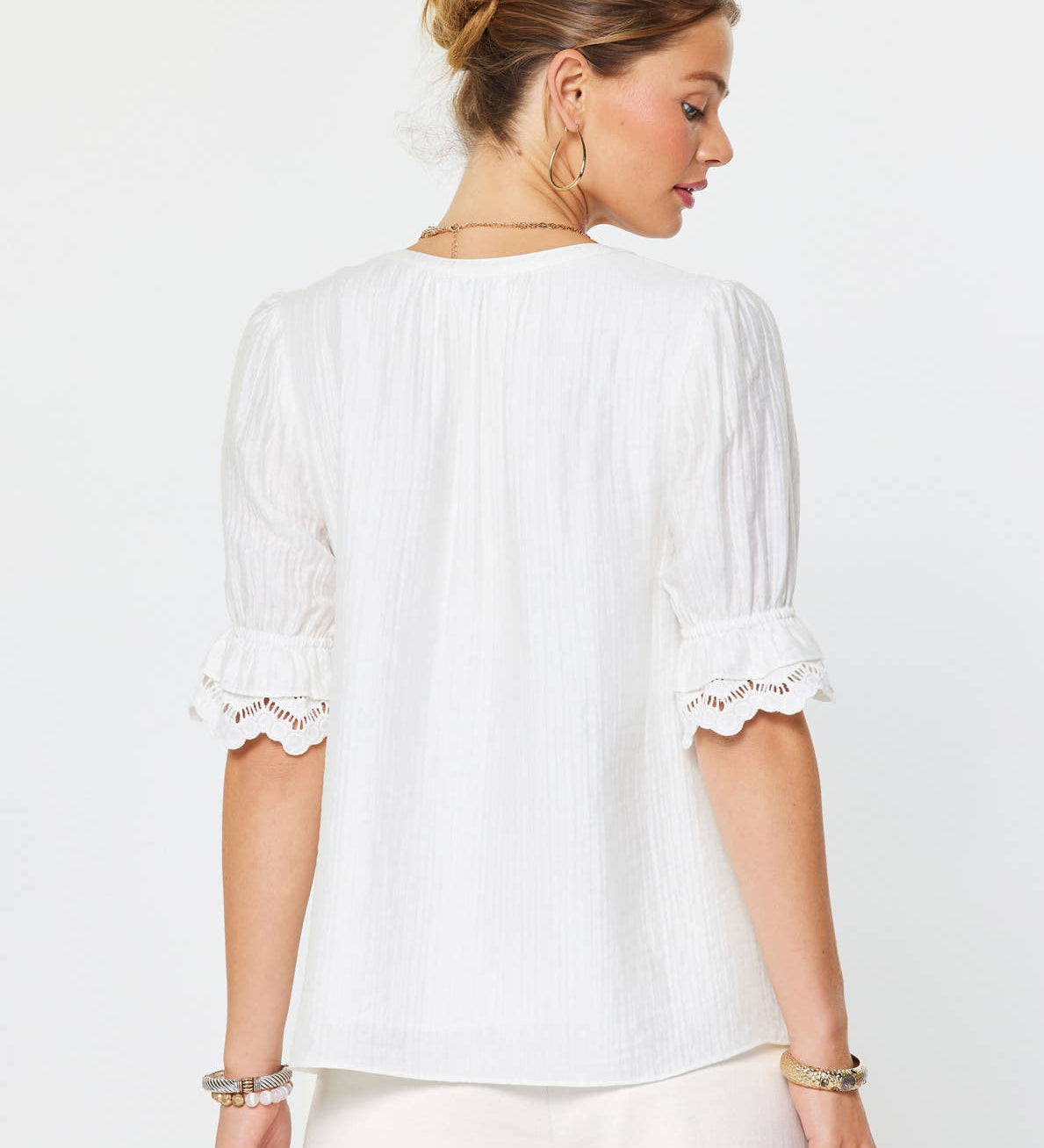 Current Air - Crinkle-textured Half sleeve Blouse