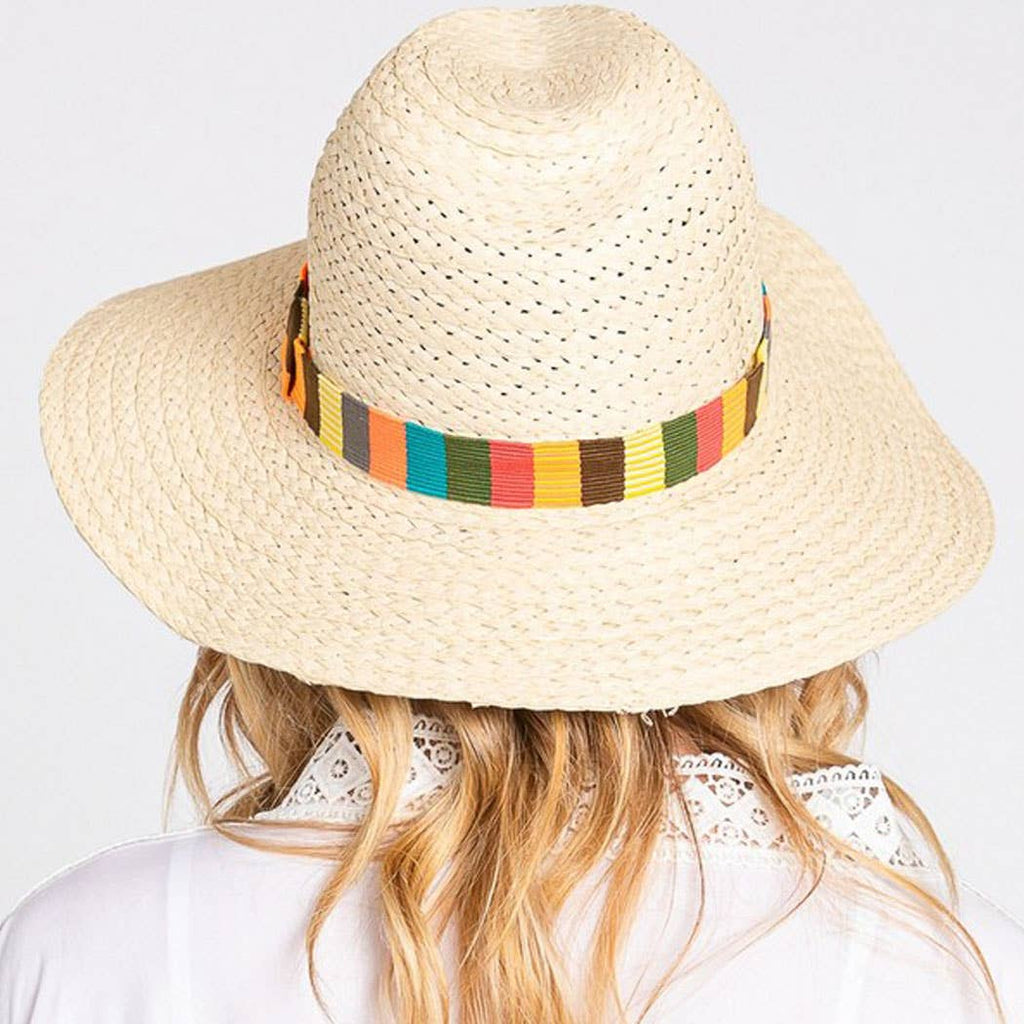 3AM BY H&D ACCESSORIES - MULTI COLOR STRIPE BAND STRAW HAT