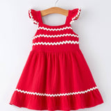 Rylee Faith Designs - Summer Red Girls Ruffle Trim Dress