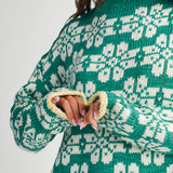 AEMI + CO - 3482IK Floral Fair Isle Mock Neck Sweater