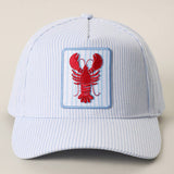 Fashion City - Lobster Embroidered Patch Seersucker Trucker Hat
