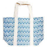 Anju Jewelry - Block Printed Canvas Tote - Blue Chevron