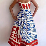 Rosa Clothing - Vacation ocean fish print strap dress back elastic