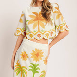 FLYING TOMATO - A printed woven crop top - IT14008B