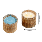Hillhouse Naturals/Field+Fleur - Sea Salt 2 Wick Handwoven Candle 12oz Ctn.6
